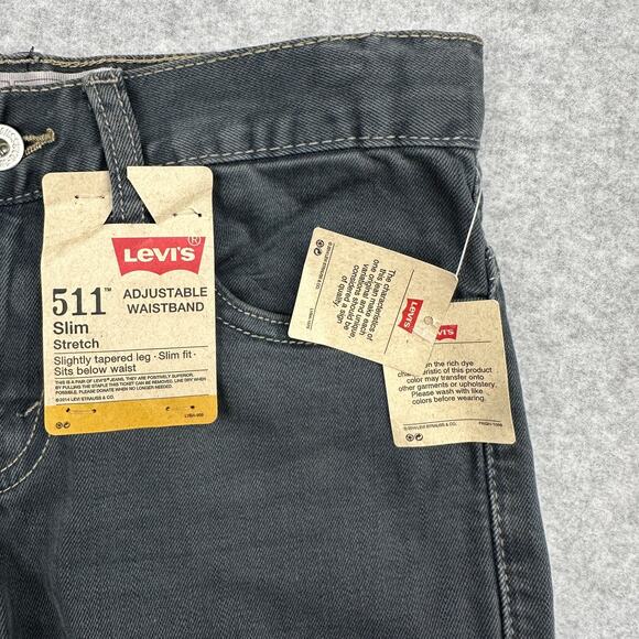 Levi's 511 Jeans Boys 10 Reg (25x25) Gray Slim Fit Adjustable Waist Tapered Leg - Picture 5 of 13